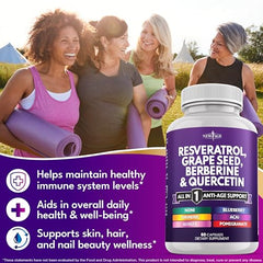NEW AGE Resveratrol-Berberine capsules lined up for daily use.