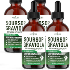 NEW AGE Soursop Drops bottle front highlighting a premium daily wellness formula