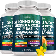 New Age St Johns Wort and Rhodiola bottle supports mood balance