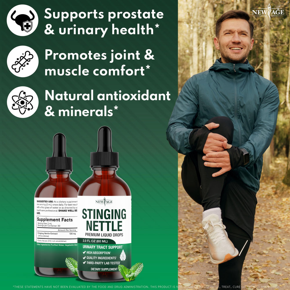 NEW AGE Stinging Nettle Root Drops dropper close-up for precise dosing