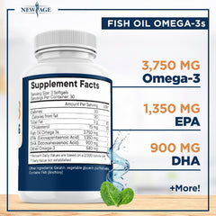 NEW AGE Omega-3 bottle-label highlights 1350 mg EPA and 900 mg DHA per serving