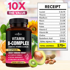 NEW AGE Vitamin B Complex bottle suggesting energy metabolism benefits