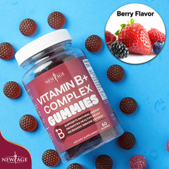 New Age Vitamin B Complex Gummies ingredients panel; includes B3 B6 B12 and vitamin C.