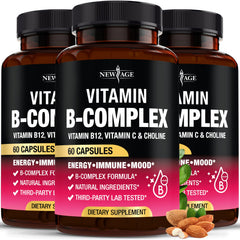 NEW AGE Vitamin B Complex tablets close-up for sustained energy support