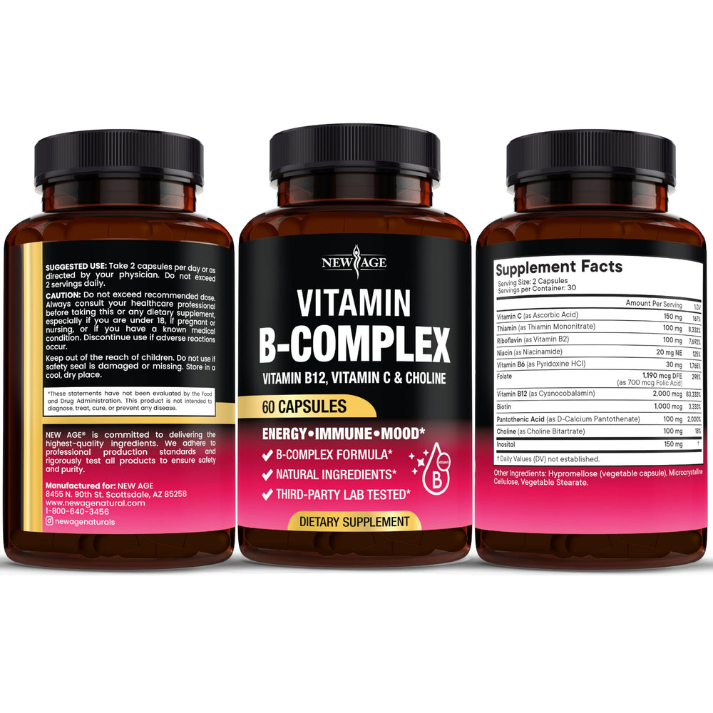 NEW AGE Vitamin B Complex vegan capsules for daily supplementation