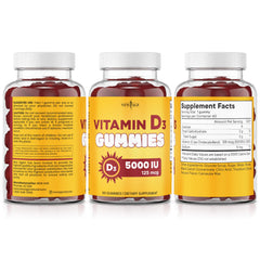 New Age Vitamin D3 Gummies serving with glass of water