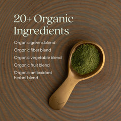 Ingredient panel featuring spirulina and chlorella in All-Flora Digestive Super Greens