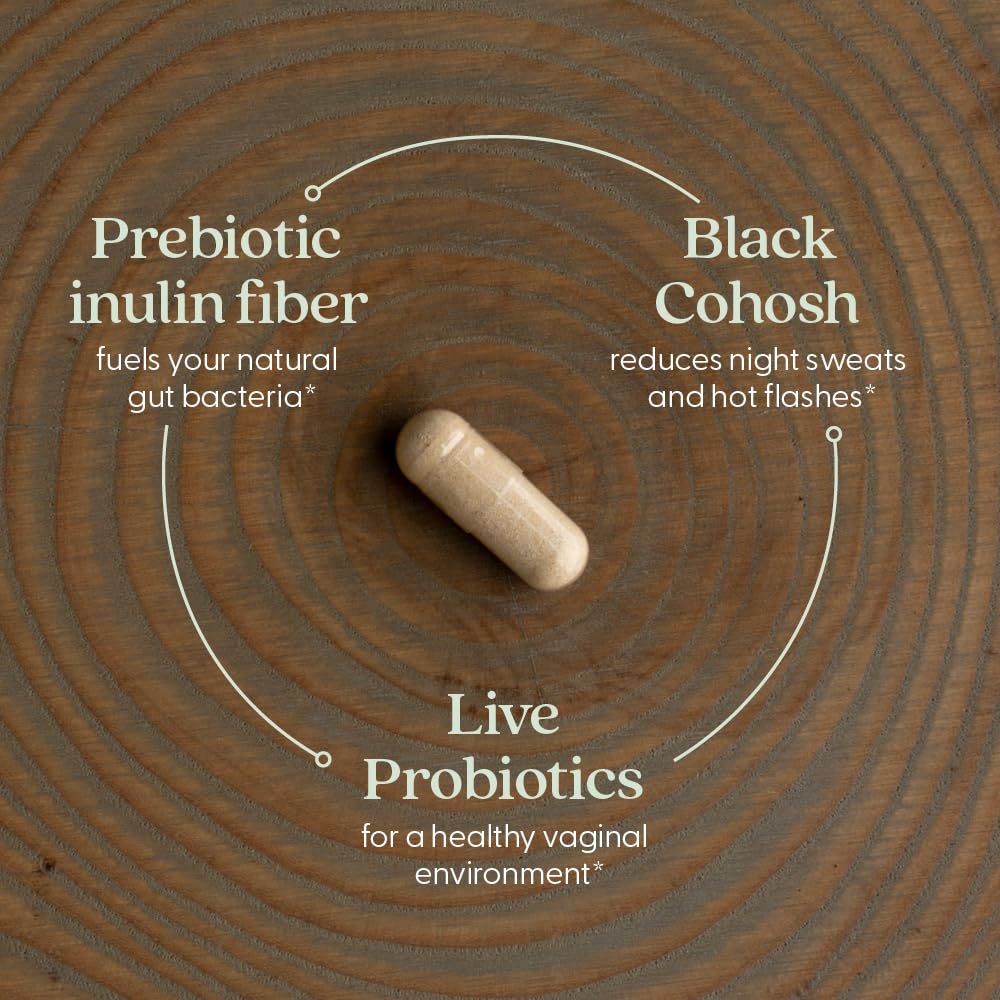 New Chapter All-Flora capsules promoting vaginal microbiome balance.