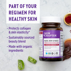 New Chapter bottle side label showcases certifications and ingredients.