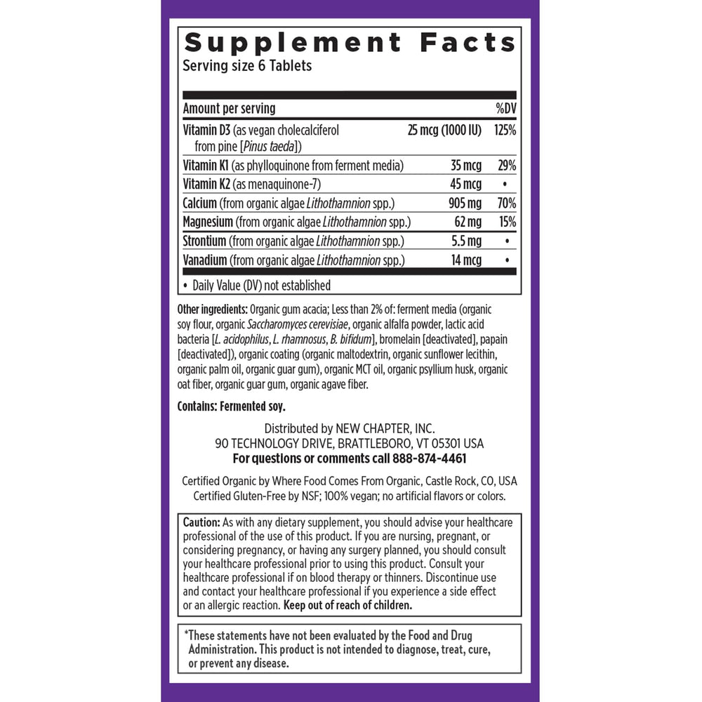 New Chapter calcium organic label with USDA certification
