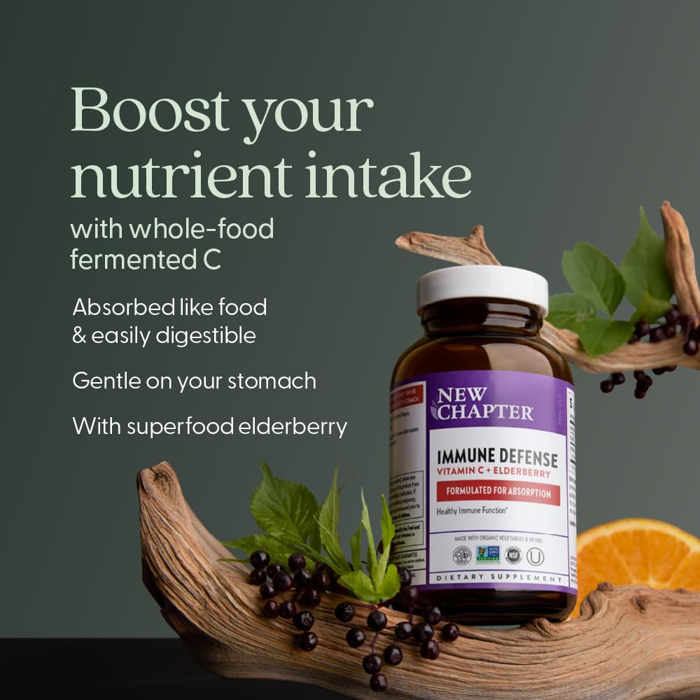 New Chapter highlights elderberry with organic herbs for immune and energy support.