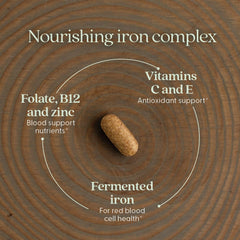 New Chapter iron ingredients with organic vegetables and herbs.