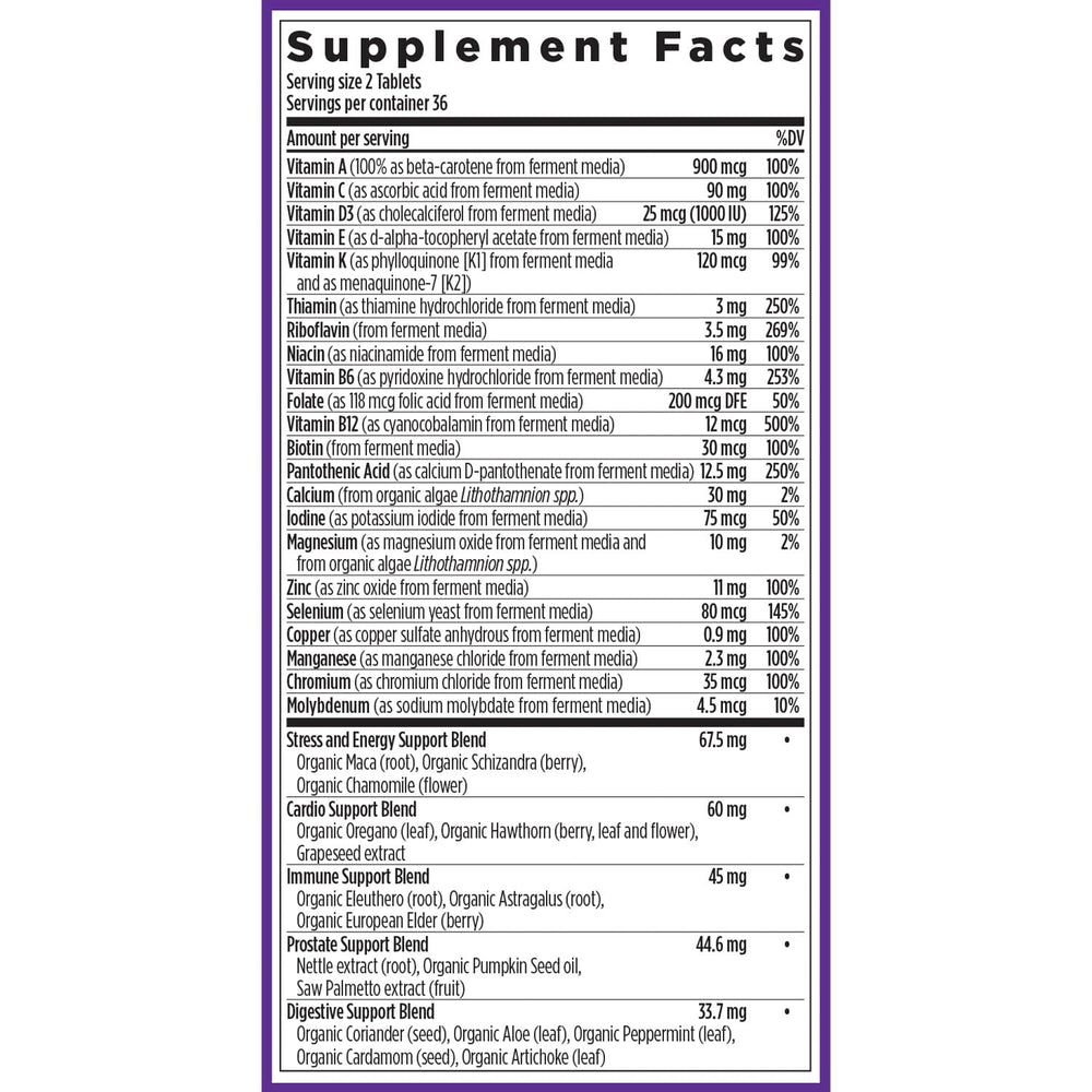 New Chapter Multivitamin advanced probiotic fermentation seal highlights culture-based nutrients.