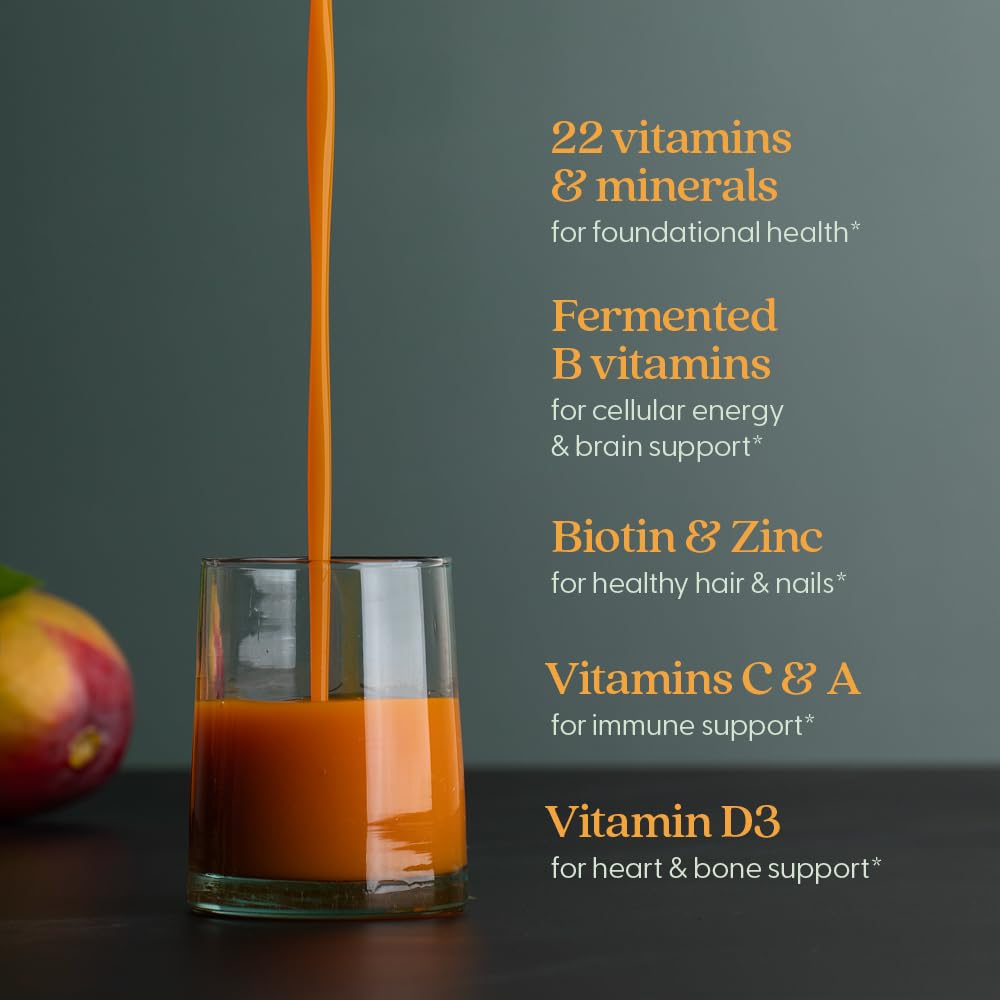 New Chapter orange-mango-flavored liquid offers tasty daily support.