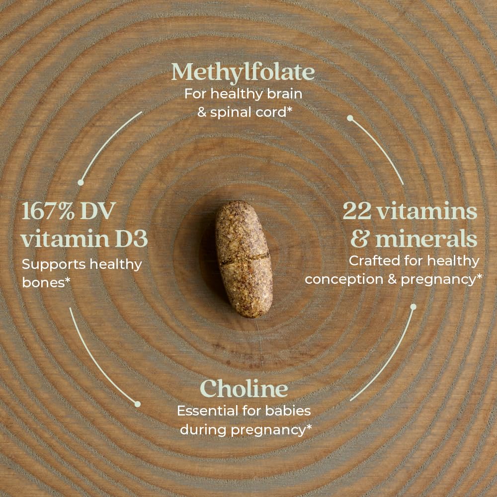 New Chapter Prenatal tablet close-up highlighting one-daily dose.