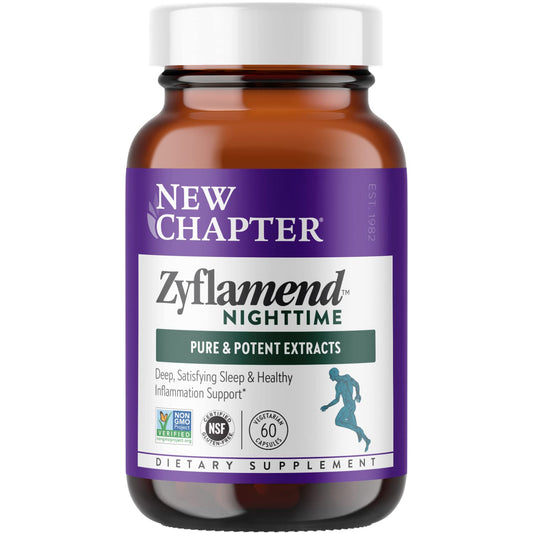New Chapter Zyflamend Nighttime bottle promotes relaxation for a restful night.