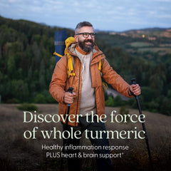 New Chapter Turmeric Force capsule close-up highlighting turmeric content.