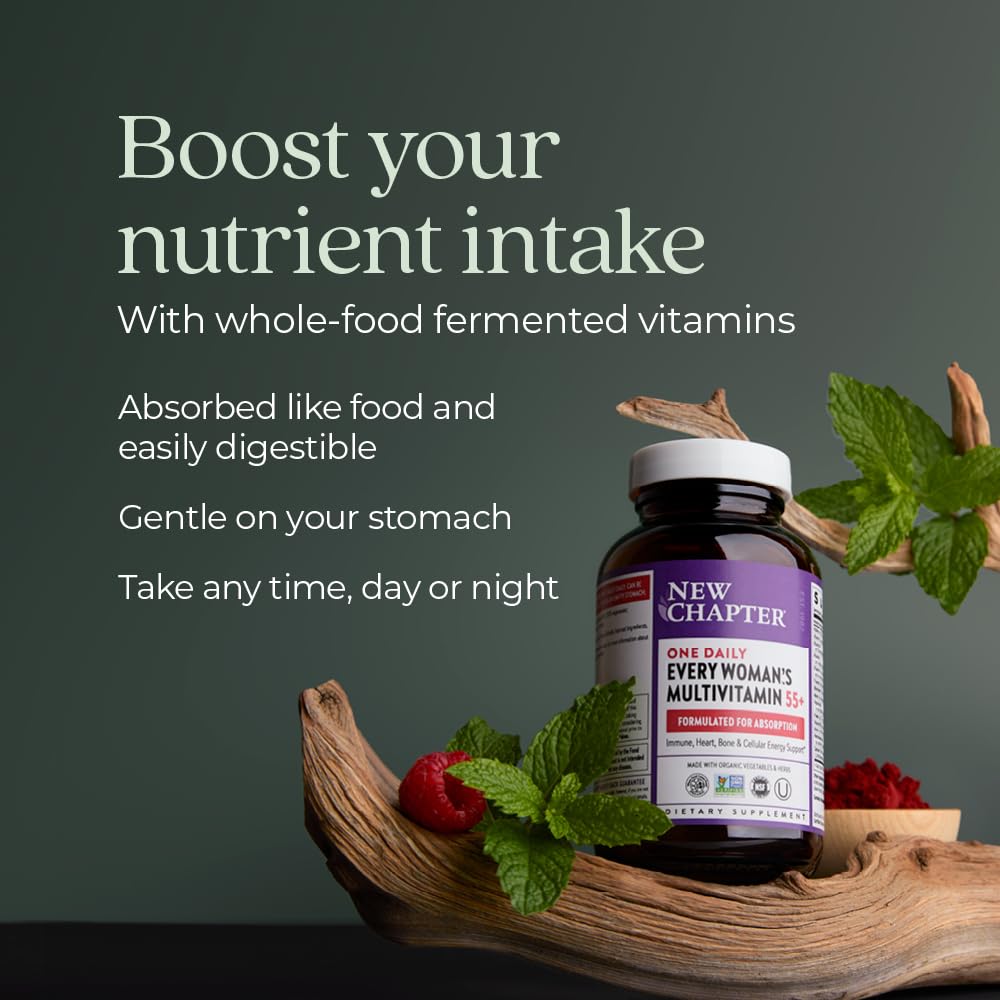 New Chapter Women’s Multivitamin 55+ fermentation-friendly nutrients depicted