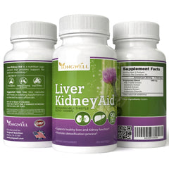 Packaging information for New Green Nutrition Liver Kidney Aid shows 90-day supply.