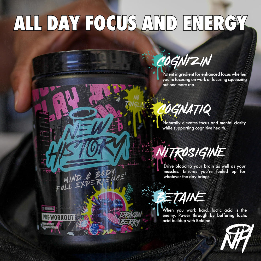 New History Mind and Body Dragon Berry scoop ready to mix for enhanced endurance