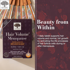 New Nordic Hair Volume menopause packaging box conveys vegan formula and clean ingredients for conscious users
