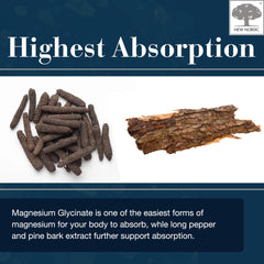 New Nordic Magnesium Glycinate close-up showing long pepper for absorption support