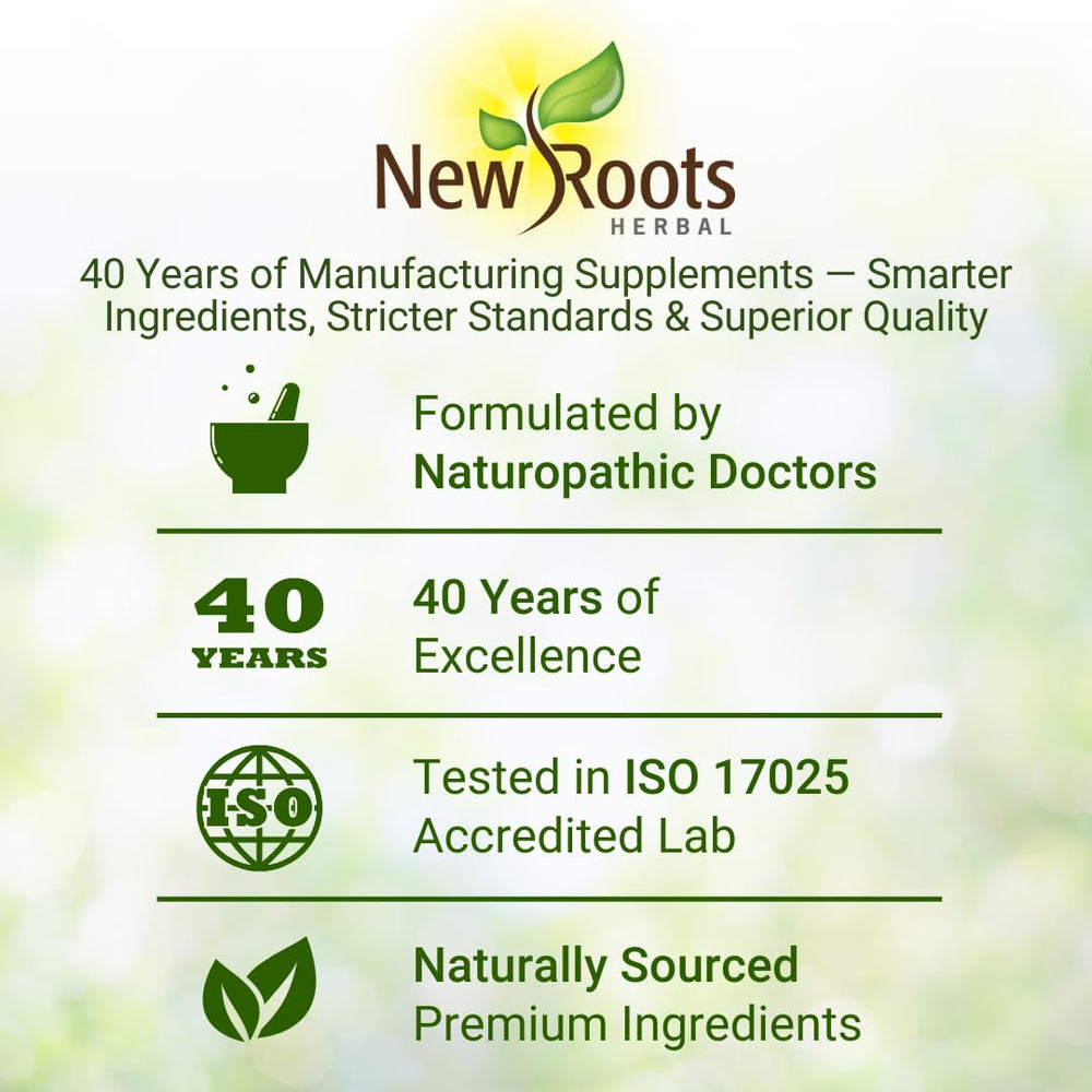 NEW ROOTS HERBAL Candida Stop packaging display highlights trustworthy herbal quality.
