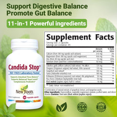 NEW ROOTS HERBAL Candida Stop probiotic blend supports digestive balance through everyday use.