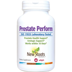 New Roots Herbal Prostate Perform bottle with 60 softgels for daily prostate support.