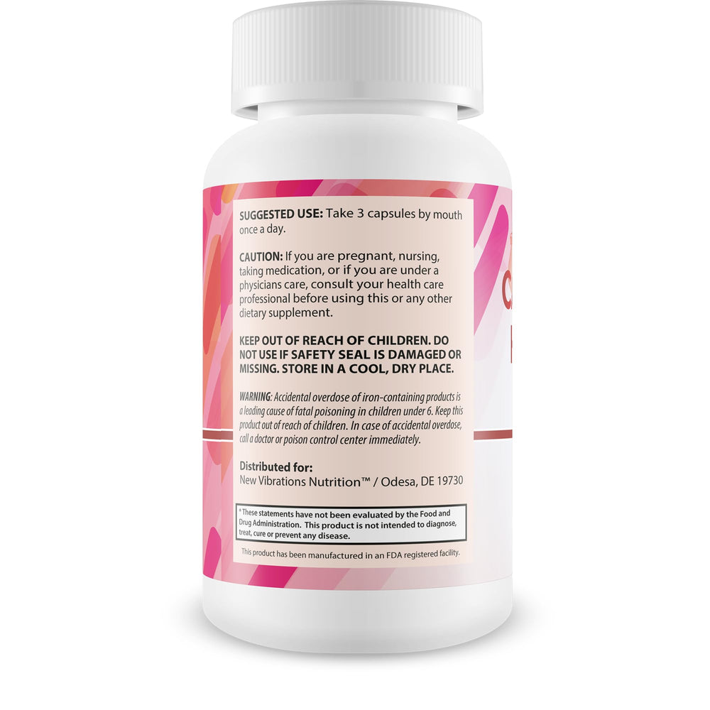 New Vibrations Cardio Hack label closeup highlighting ingredients.