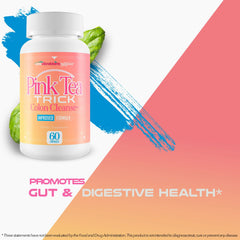 New Vibrations Nutrition Pink Tea Trick digestive scene implying gentle cleansing support