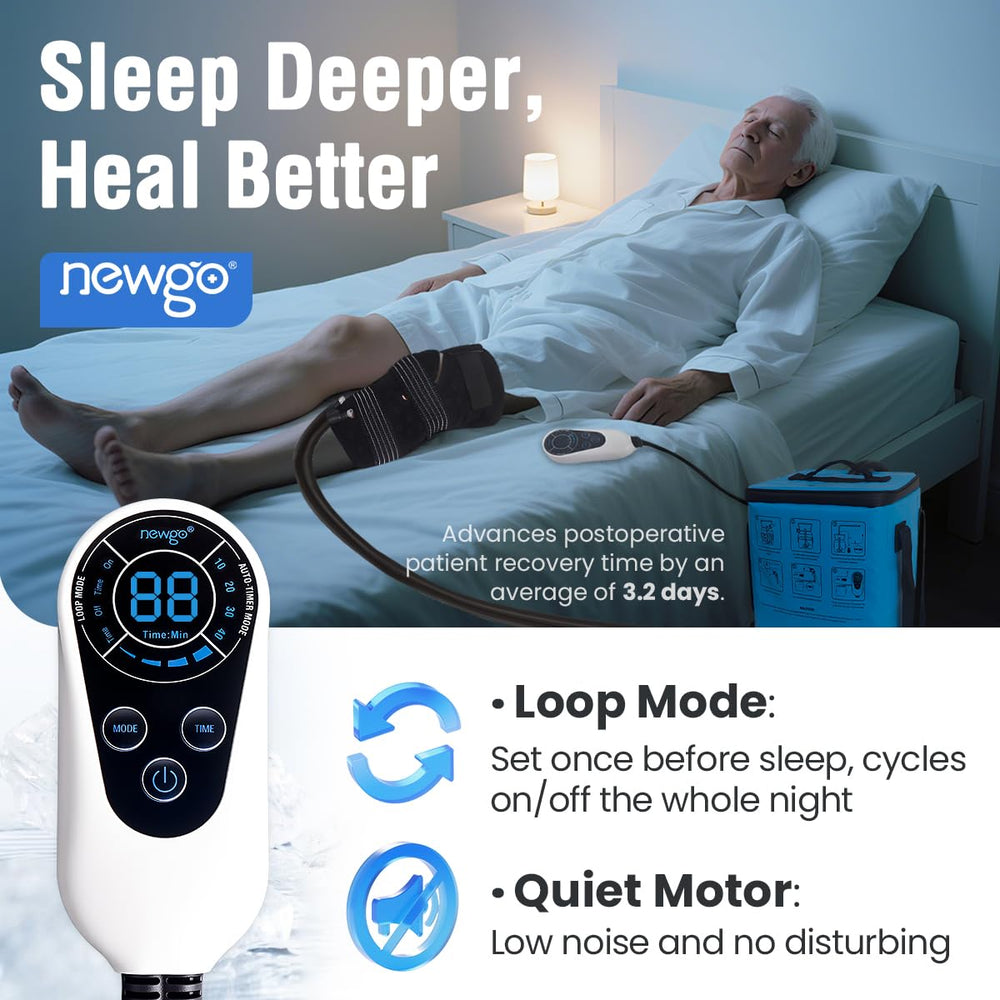 NEWGO control panel enables quick timer and mode adjustments for easy relief.