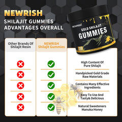 Newrish Shilajit Gummies individual wrappers for portable daily routine