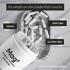 Newt Mag3 label detail showing quality marks and tested ingredients