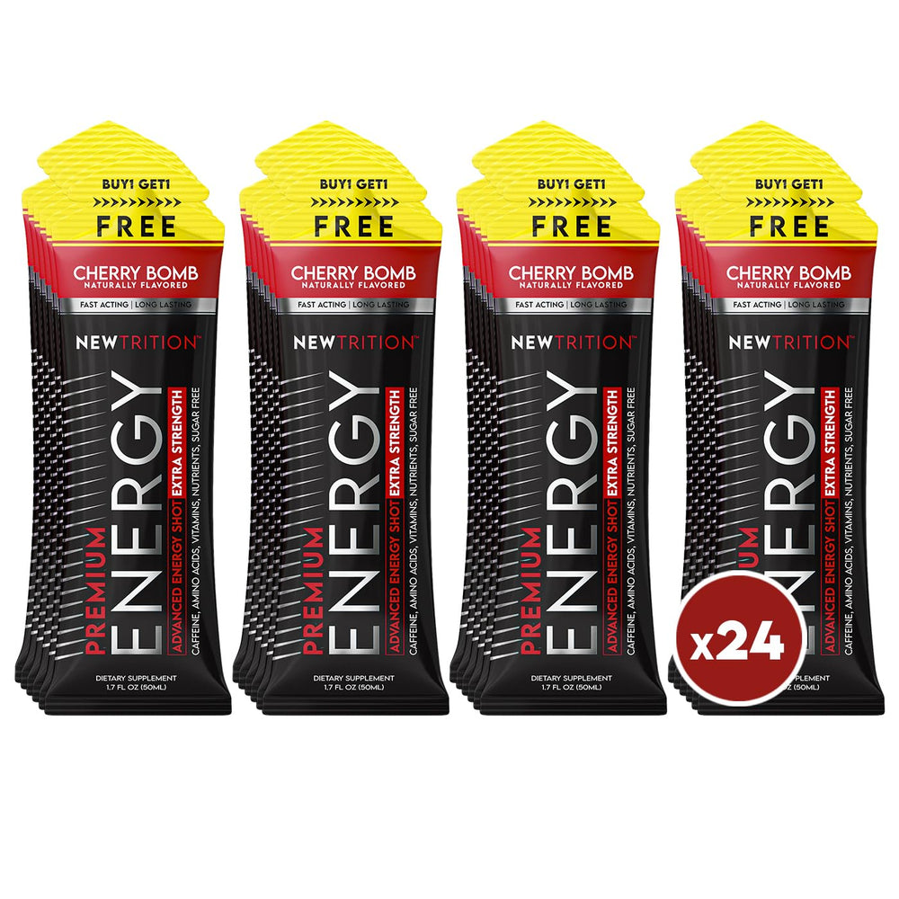 NewTrition Extra Strength Energy Shot front bottle with caffeine boost for quick focus