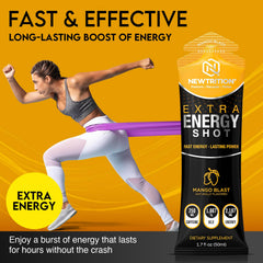 NewTrition Extra Strength Energy Shot mystic melon bottle offers steady energy for long study sessions