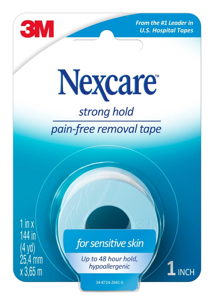 Nexcare Sensitive Skin Low Trauma Tape rolls provide gentle adhesion for fragile skin.