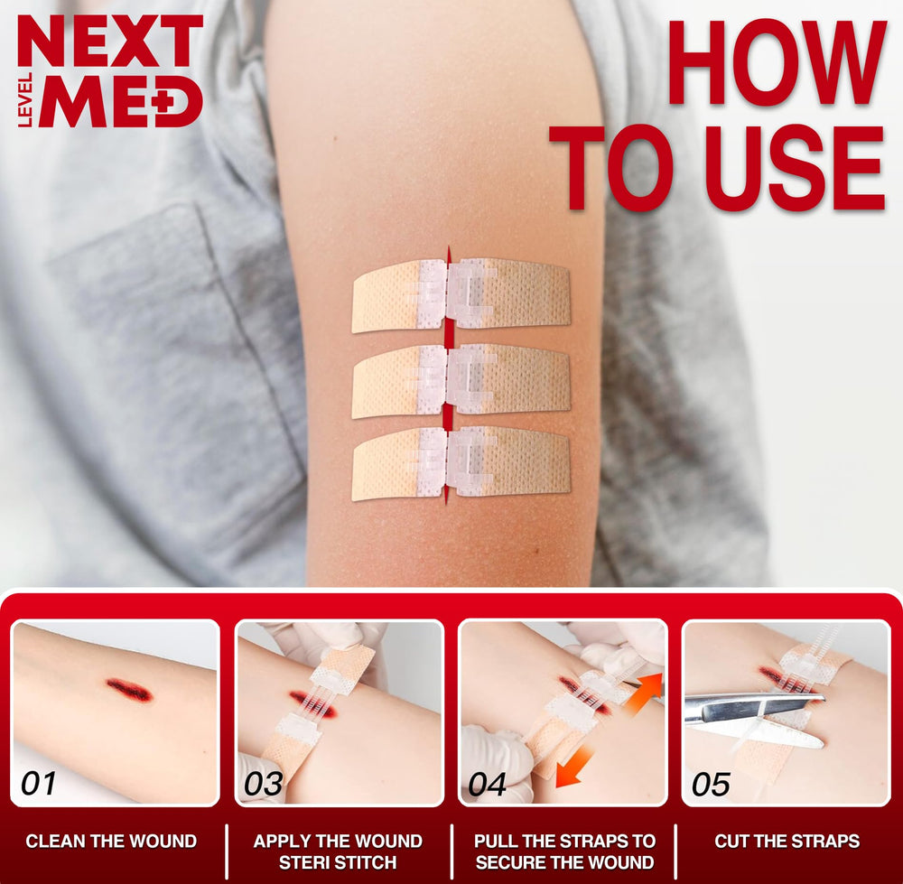 Next Level Med Zip-Stitch 6x6cm closure detail for versatile care