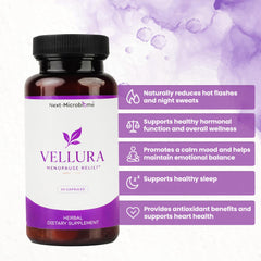 Closeup on Vellura blend ingredients showcasing black cohosh and chasteberry.