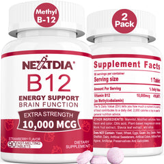 Nextdia B12 10000mcg sublingual bottle for daily energy support.