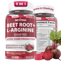 Nextdia Beet Root Gummies pack shot highlighting energy support for daily use.