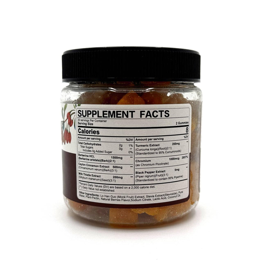 Nextdia Berberine Gummies ingredient glossary image showcases premium 6-in-1 formula