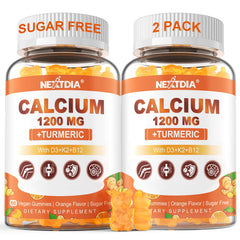 Nextdia Calcium Gummies Turmeric bottle, convenient chewable for daily bone support.