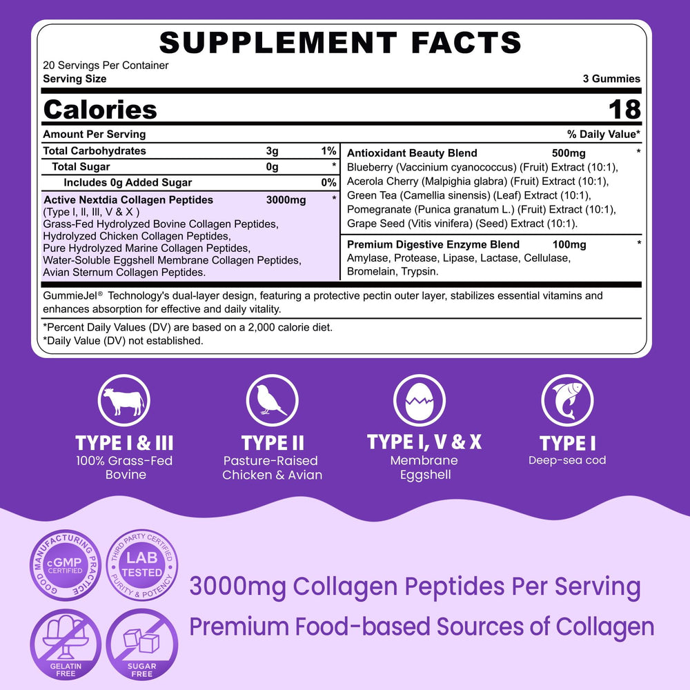 Nextdia collagen gummies with antioxidant blend for radiant skin