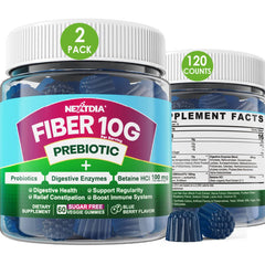 Nextdia Fiber Gummies blueberry bottle showing a sugar-free daily gut support option