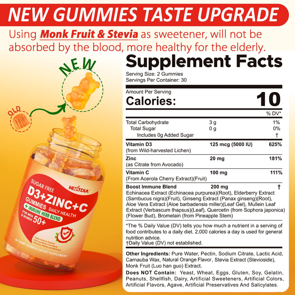 Nextdia immune gummies pack on shelf showcasing 9-in-1 formula.