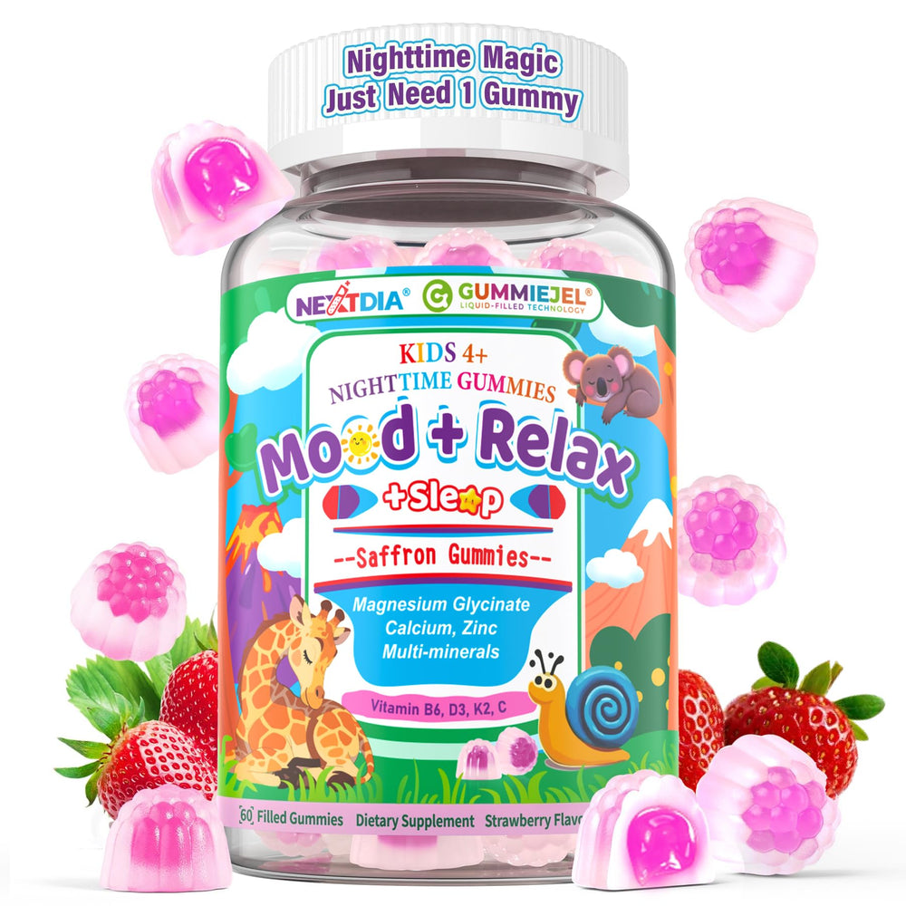 Nextdia Kids 4+ Sleep Gummies with berry flavor for a calm bedtime.