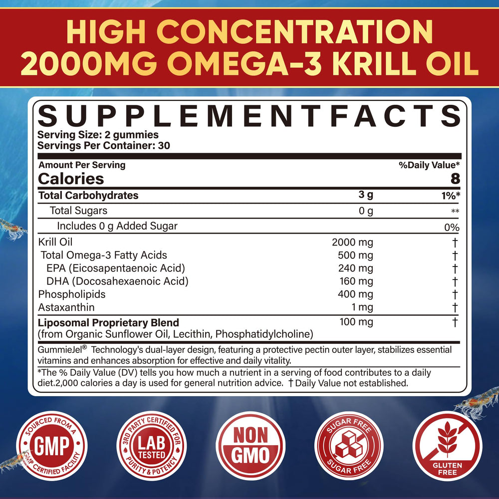 Nextdia krill oil gummies bottle pour shows convenient daily dose for on-the-go wellness.