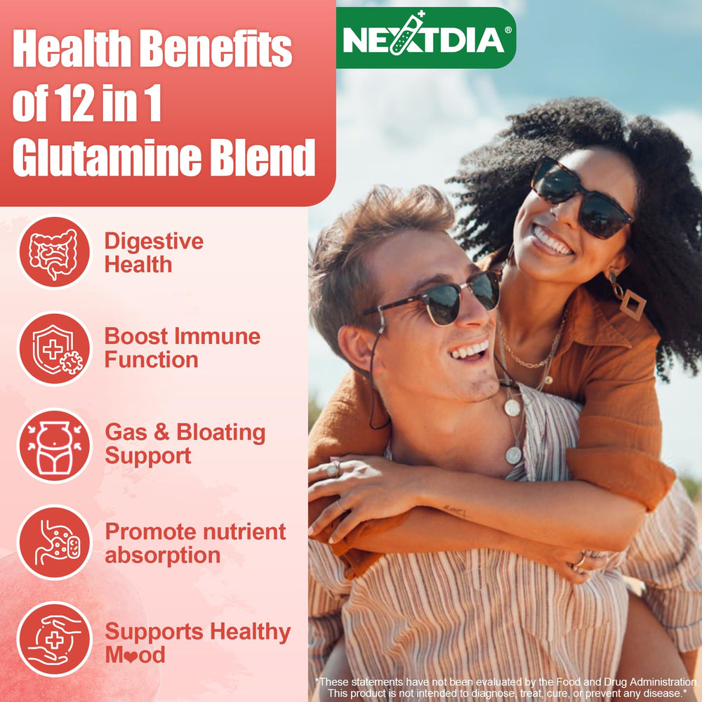 Nextdia L-Glutamine 1200mg gummy texture close-up shows chewy daily support.