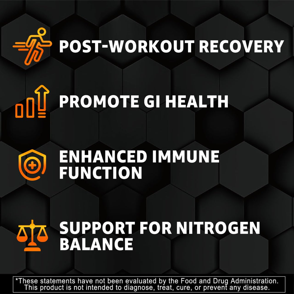 Nextdia L-Glutamine bottle label shows vegan and gelatin-free credentials.